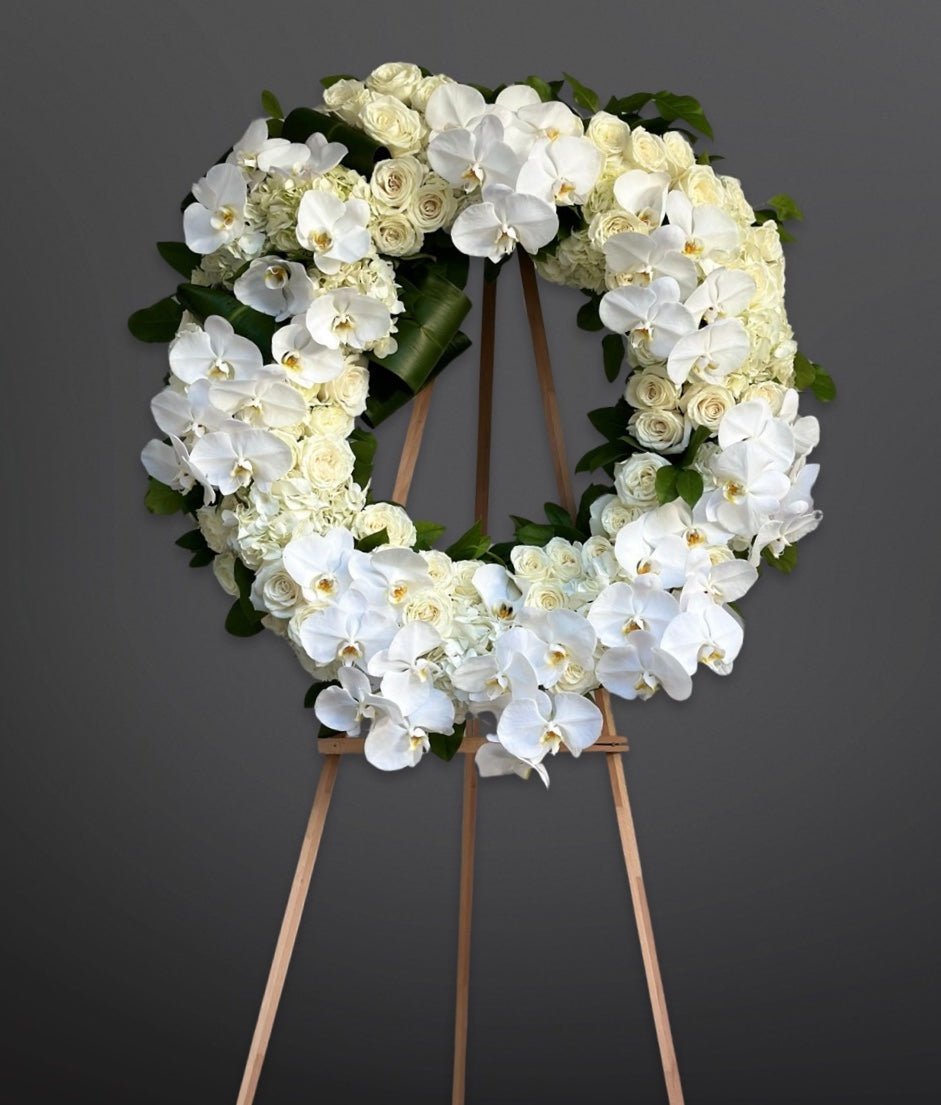 Halo Easel with Phalaenopsis Orchids - Petal Relations LA