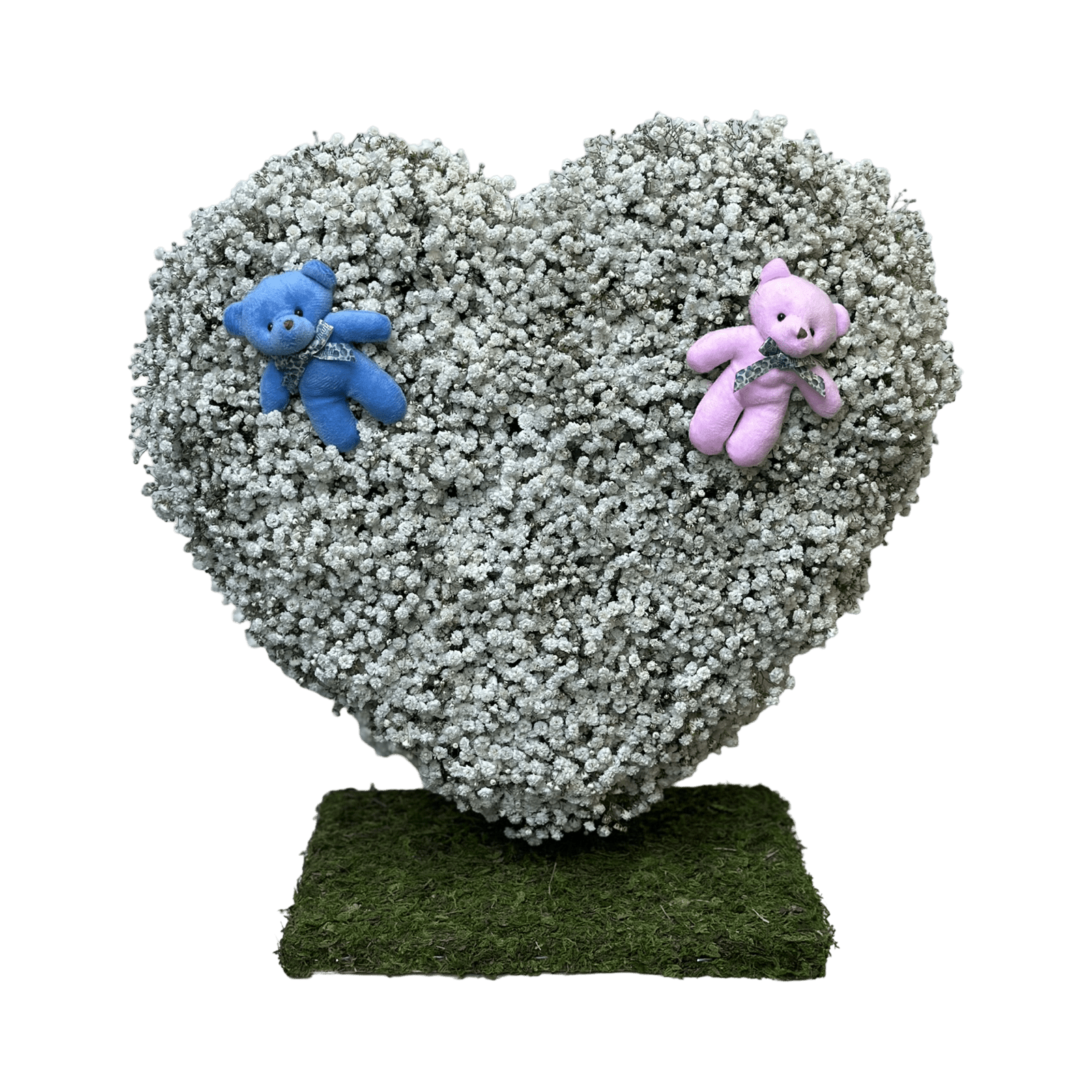 PR Standing White Heart: Baby's Breath - Petal Relations LA
