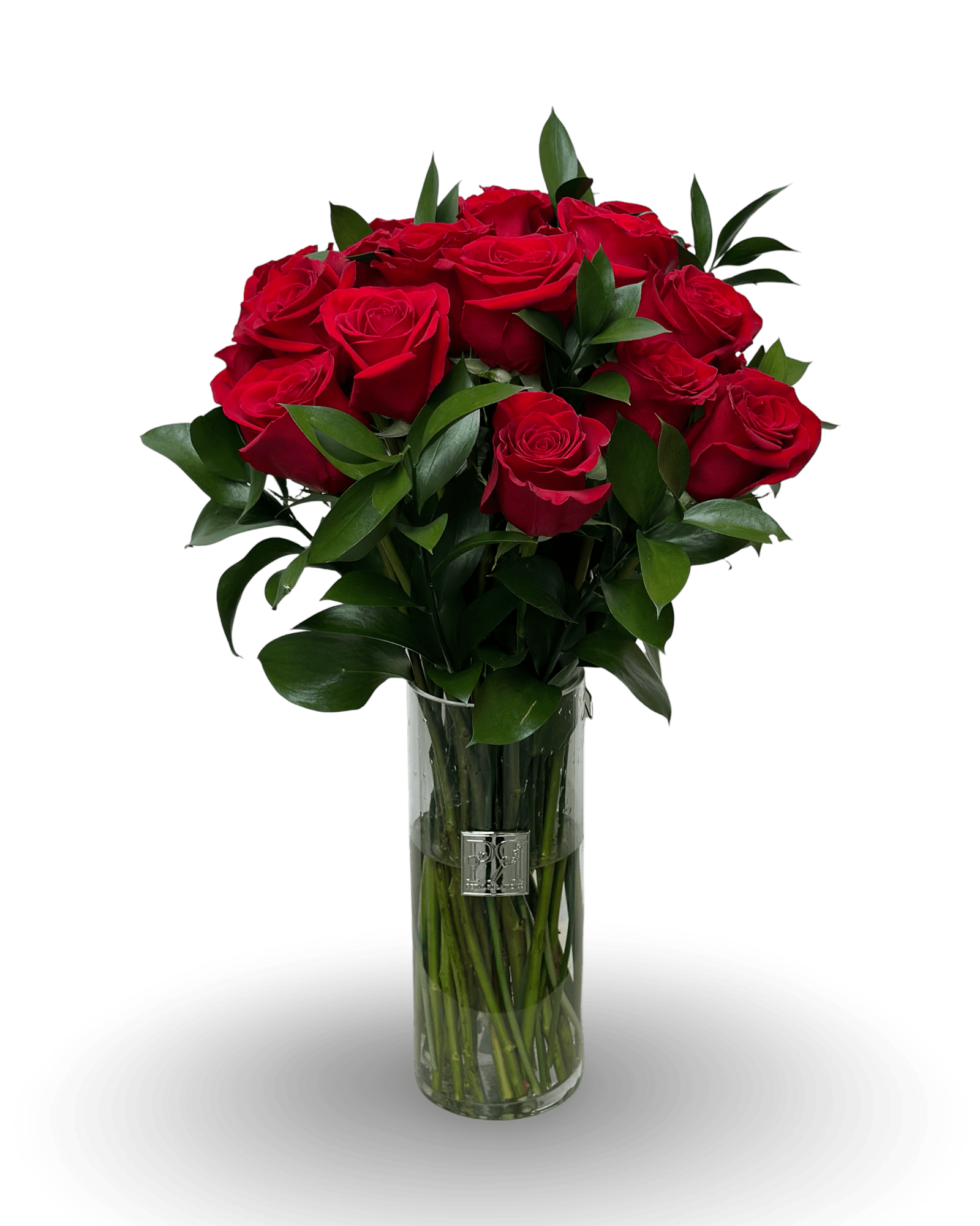 Two Dozen Roses in Tall Glass - Petal Relations LA