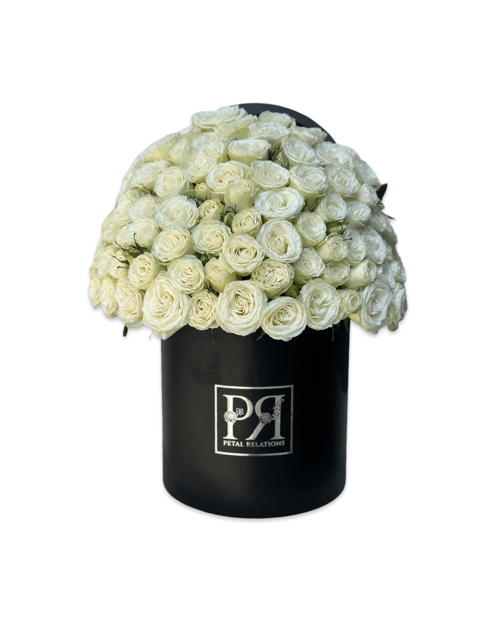 White Baby Roses in a Box - Petal Relations LA